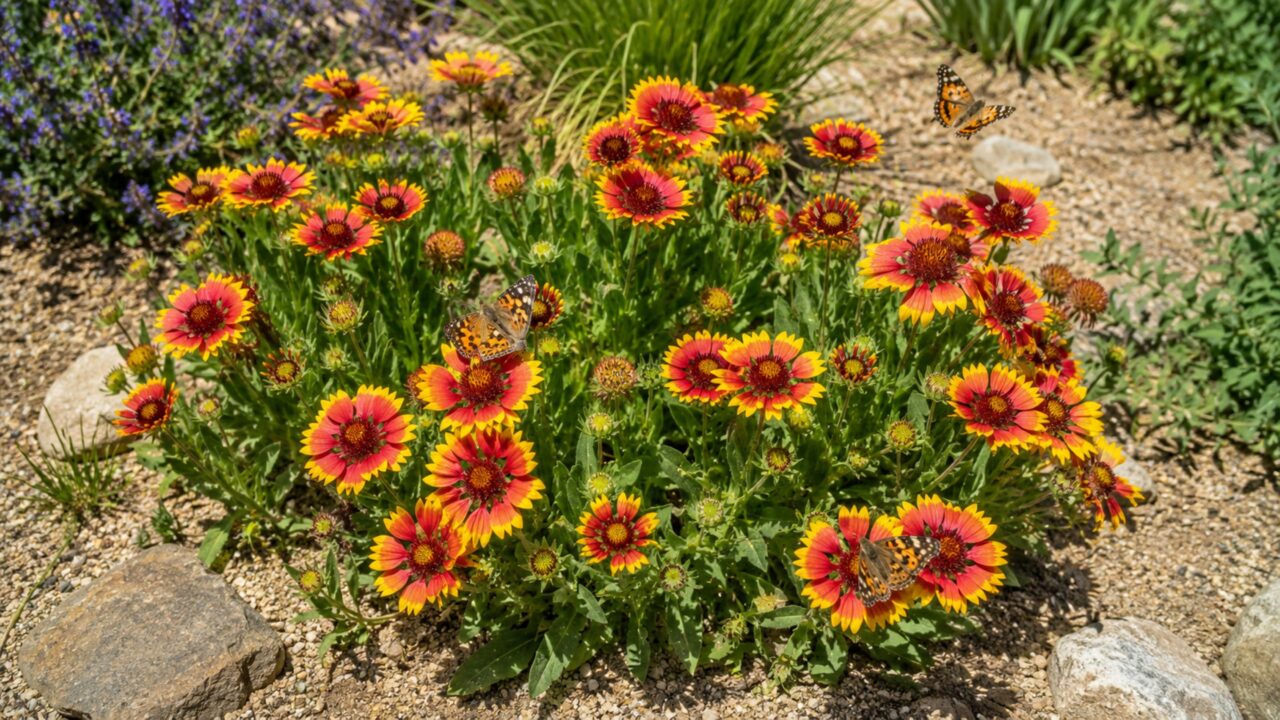 Gaillardia gosta de sol, solo drenado e pode atrair borboletas no verão e outono