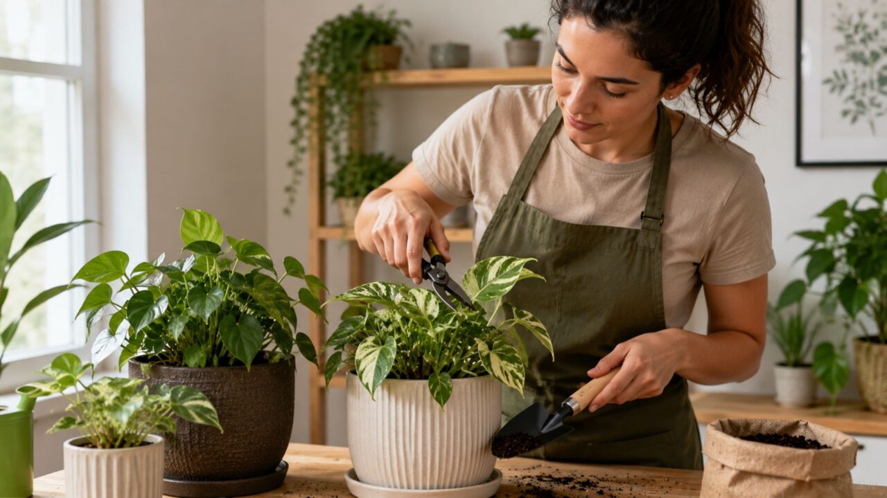 Regador, poda e substrato certo tornam a manutenção das plantas mais prática e segura
