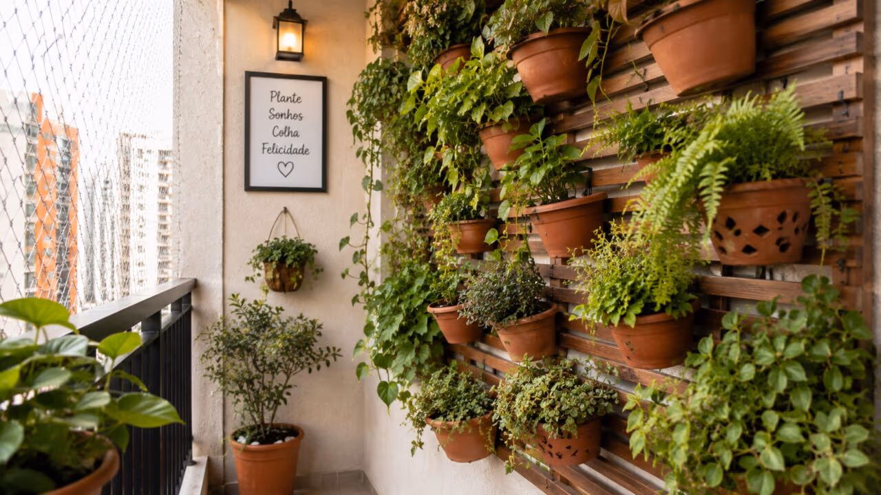 Adeus parede sem graça: o jardim vertical que cabe em apartamento pequeno e ainda traz frescor