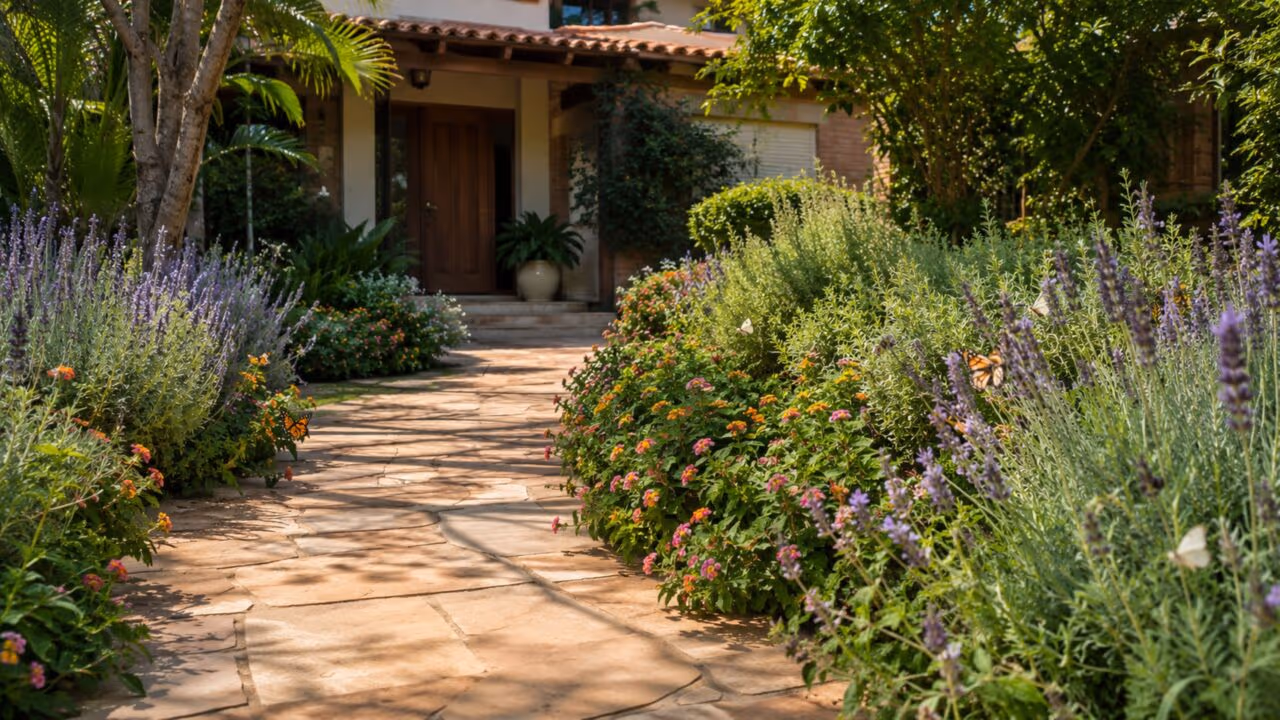Adeus ao concreto sem graça, a borda viva que perfuma a entrada da casa e ainda ajuda abelhas e borboletas no jardim