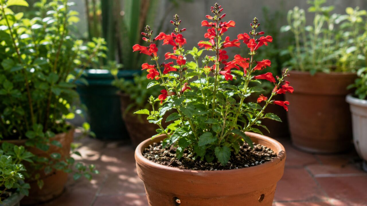 Sálvia-vermelha gosta de sol, drenagem e atrai beija-flores com suas flores tubulares