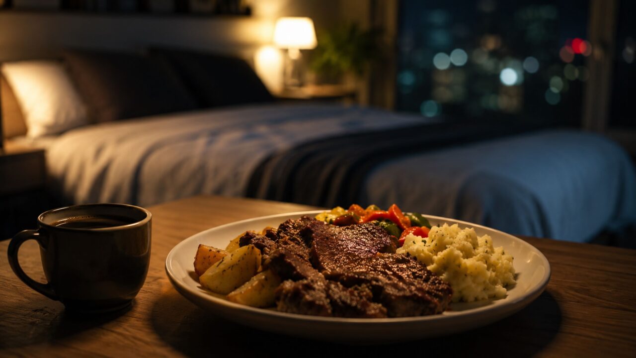 Cafeína e refeições pesadas perto da hora de dormir podem atrapalhar o relaxamento do corpo