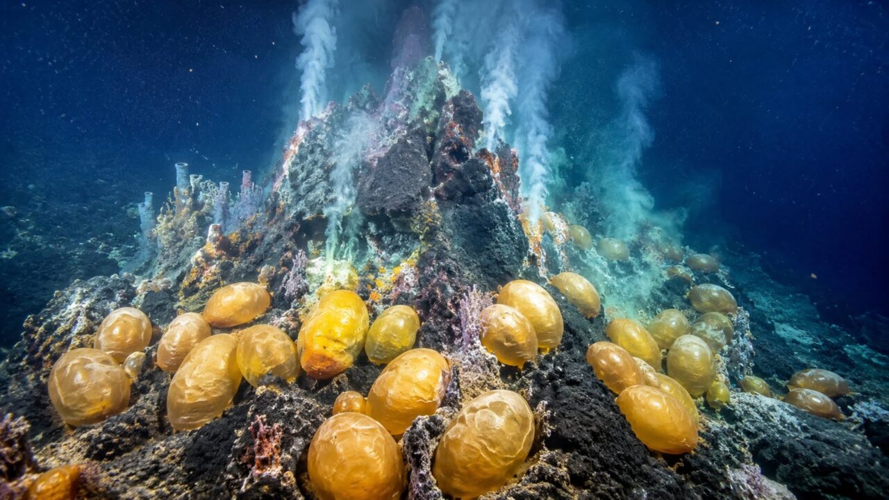 Cerca de 1 milhão de ovos gigantes são encontrados em incubação dentro de vulcão submarino ativo