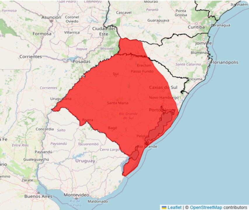 Alerta Vermelho do Inmet para tempestade na região Sul neste sábado, 02