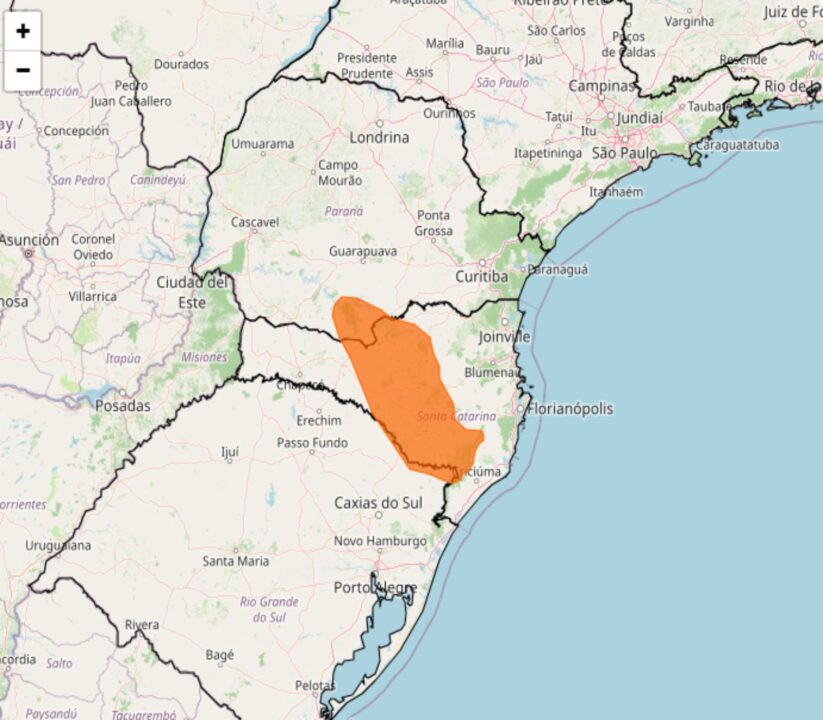 Alerta de geada em nível de perigo no Sul do Brasil nesta 5°feira, 20