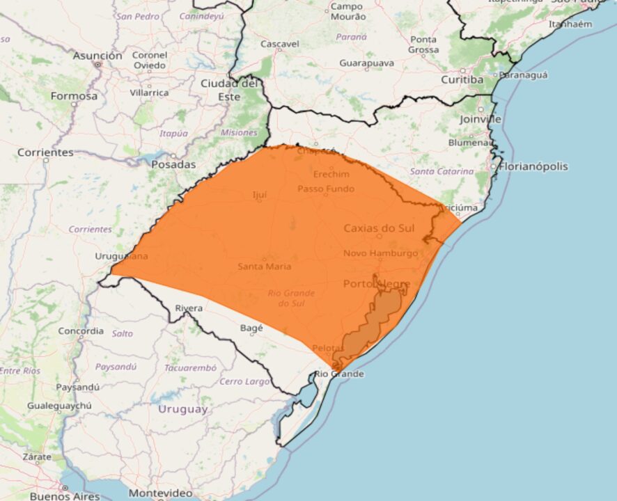 Alerta do Inmet para 36 horas tempestade no Sul do Brasil nos dias 01 e 02