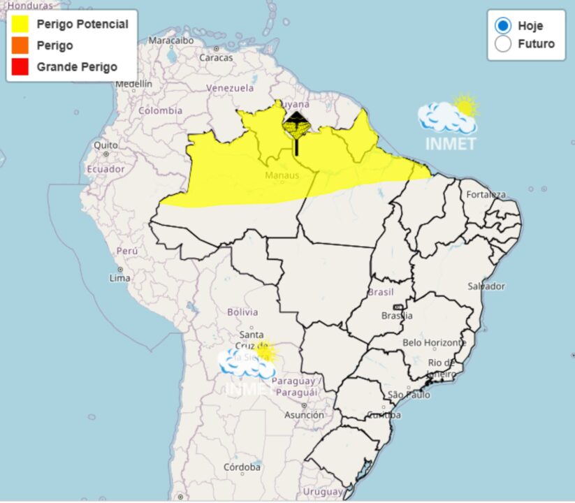 Alerta do Inmet para fortes chuvas em extensão região do Brasil nesta 5°feira, 28