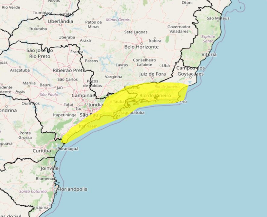 Alerta do Inmet para fortes chuvas no Rio de Janeiro e São Paulo nos dias 03 e 04