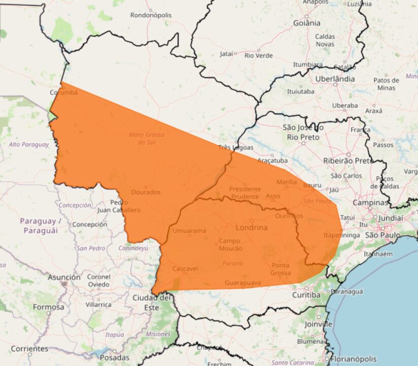 Alerta do Inmet para fortes tempestade no sul do Brasil para os dias 16 e 17