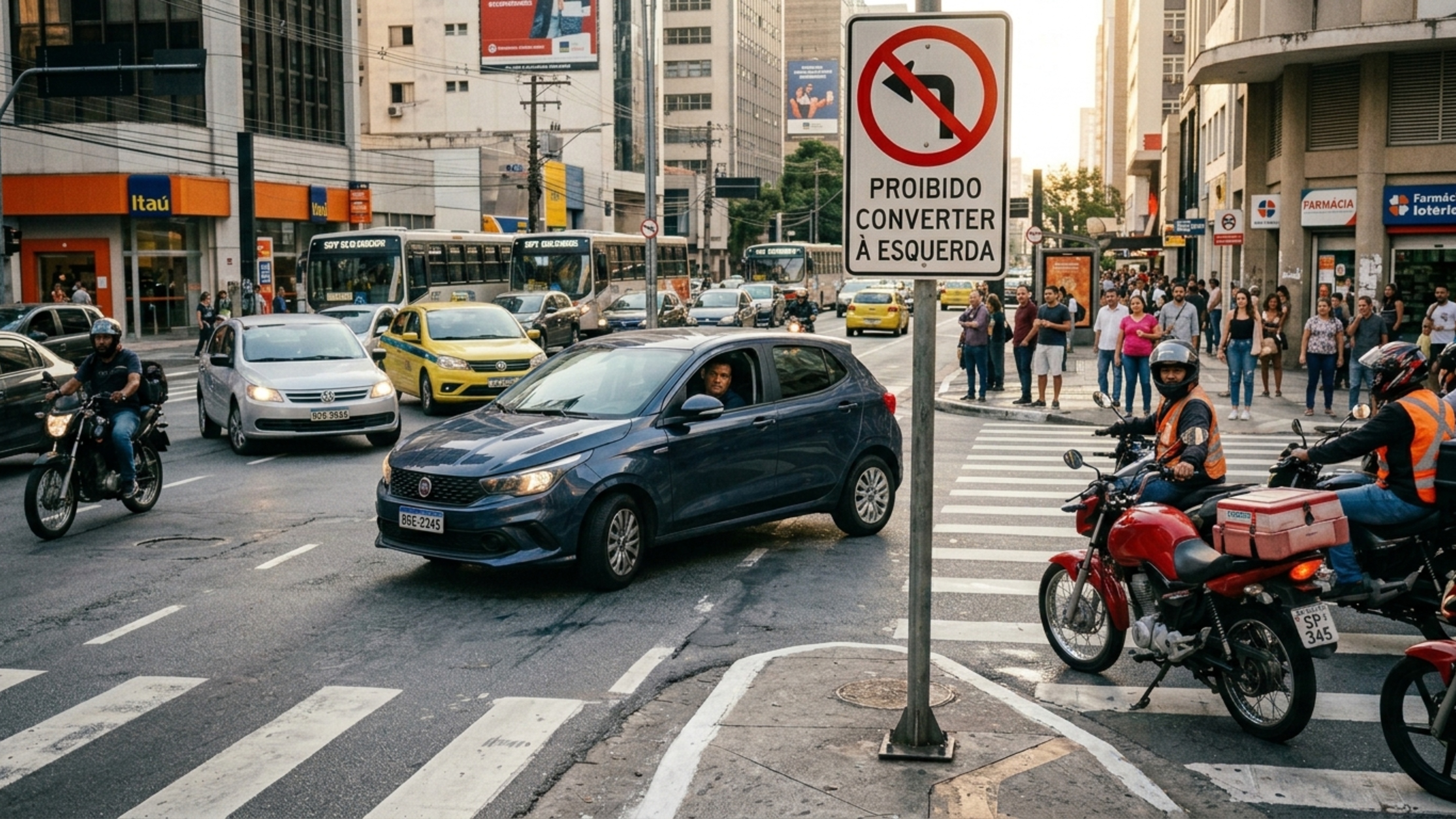 Alerta para motoristas que insistem em realizar conversão em local proibido
