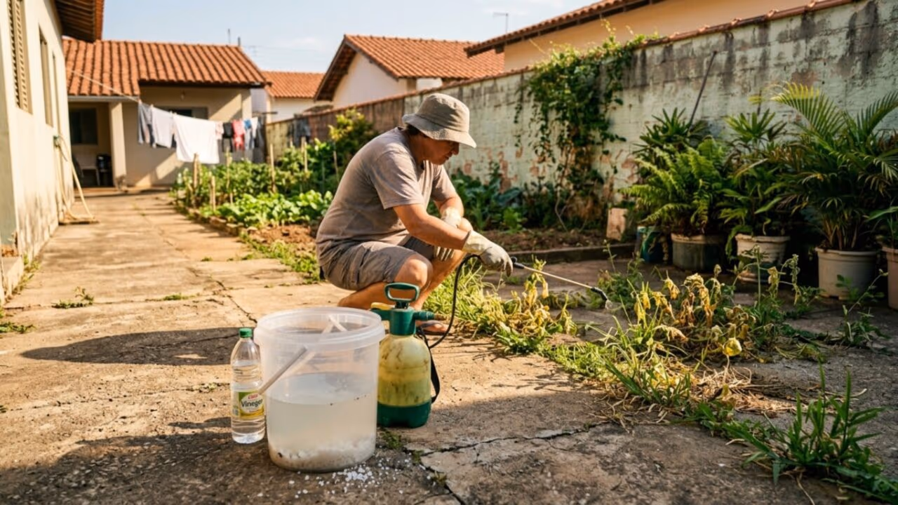 Professor de química revela como fazer a mistura mais poderosa para acabar com os matos do quintal