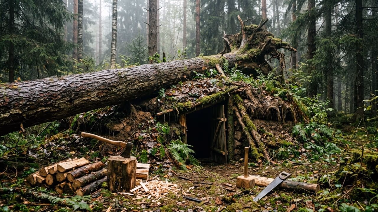 Esse homem construiu uma cabana camuflada no meio da floresta e ninguém conseguiu encontrá-lo