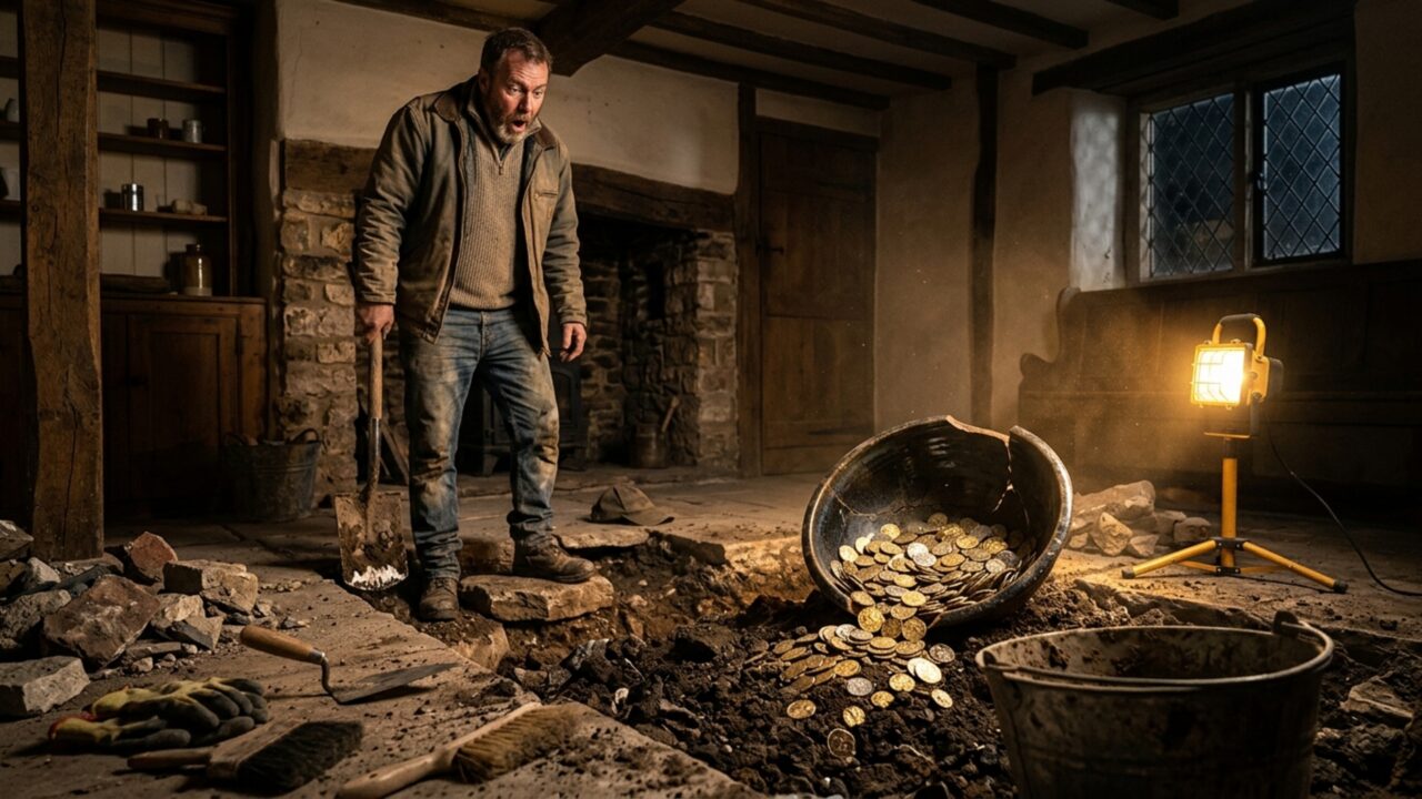 Homem quebra piso da cozinha durante reforma e encontra tesouro escondido há quase 400 anos com mil moedas de ouro e prata da Guerra Civil Inglesa