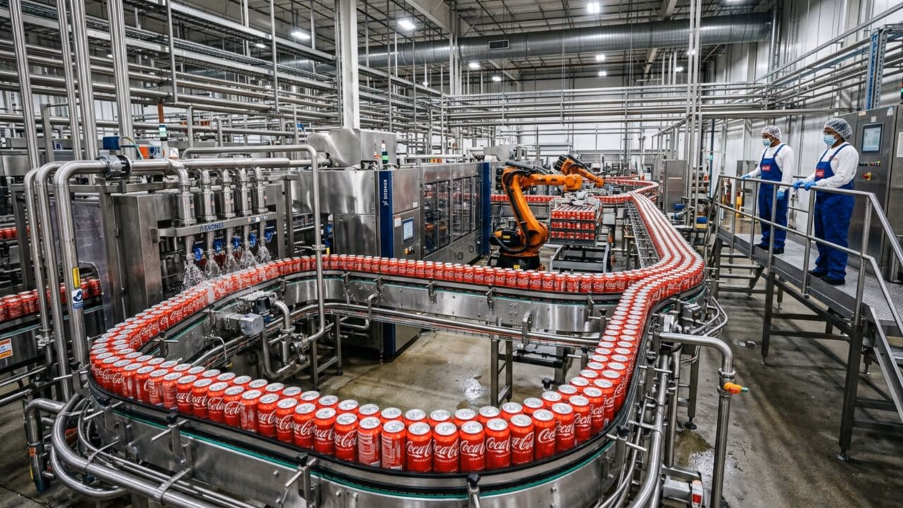 Mais de 1,9 bilhões de unidades diárias e uma tradição centenária: como é por dentro da fábrica da bebida mais consumida do planeta