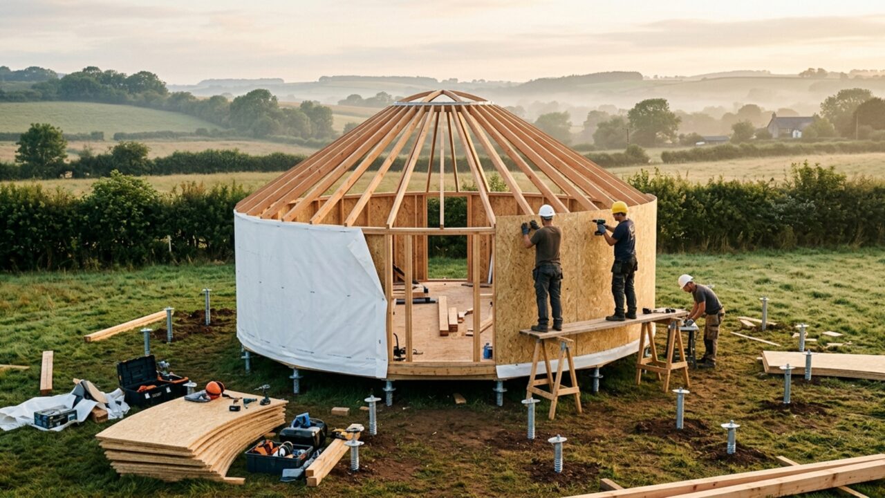Em apenas cinco dias, uma equipe construiu uma casa moderna completa com cozinha, banheiro, lareira e mezanino sem usar concreto