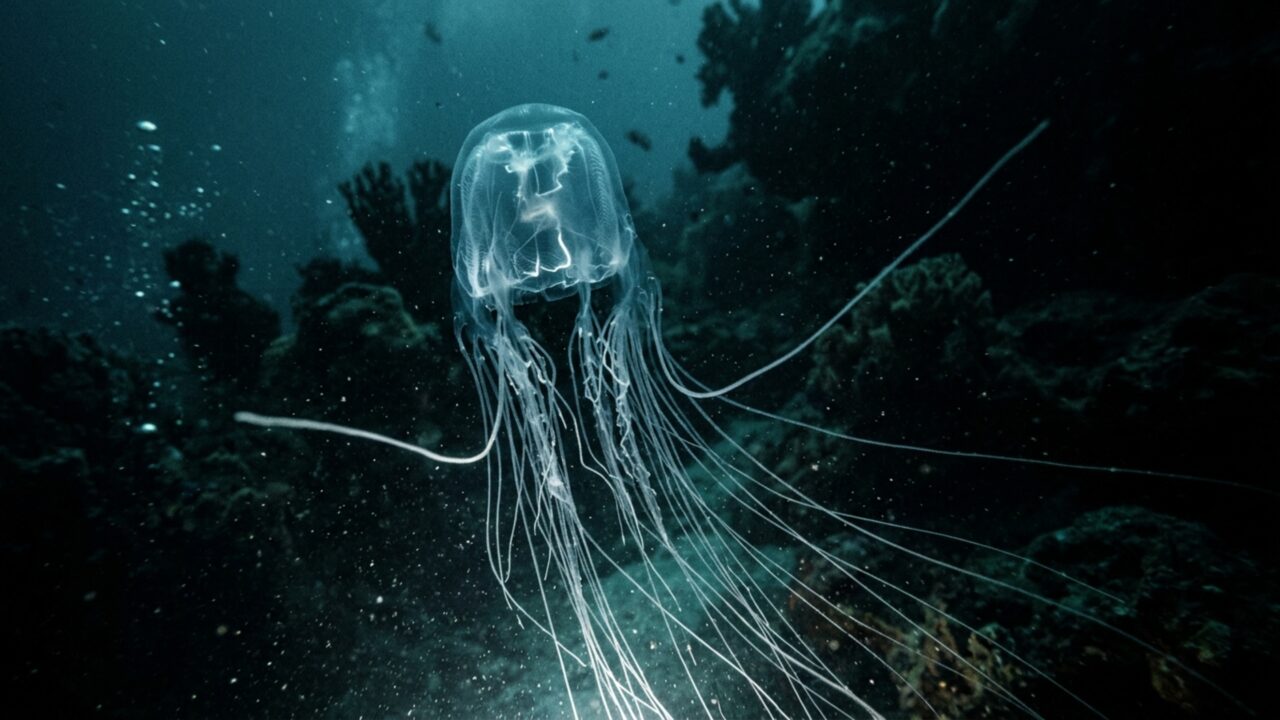 Eleita um dos animais mais perigosos do mundo, essa água-viva quase invisível pode transformar um mergulho em emergência