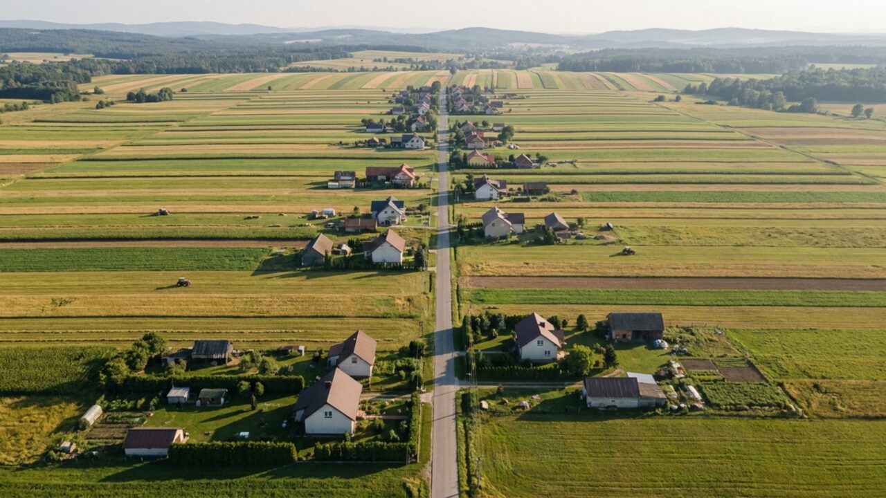 A vila polonesa onde todos os moradores vivem ao longo de uma única rua gigante