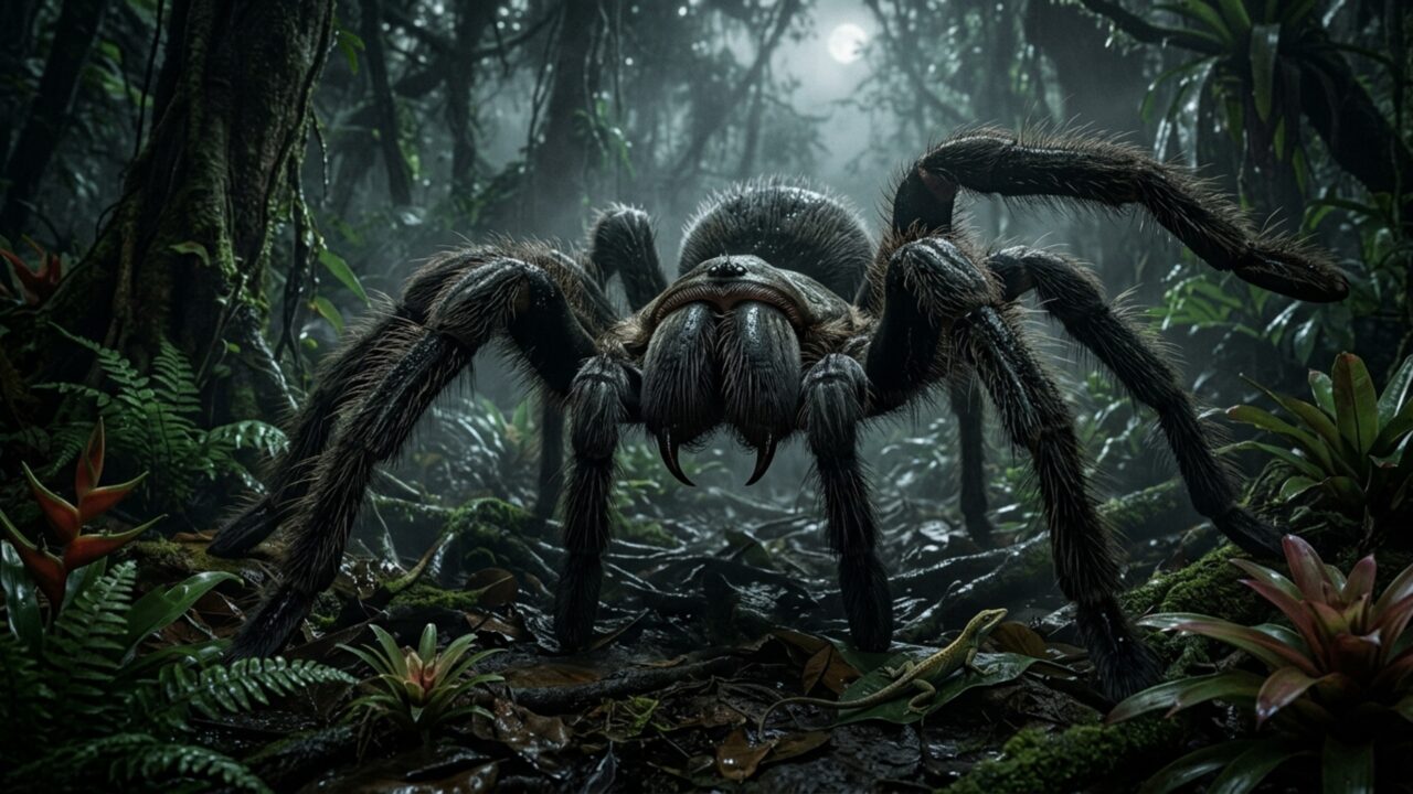 A aranha gigante da América do Sul que devora aves pequenas, anfíbios e roedores no chão da floresta