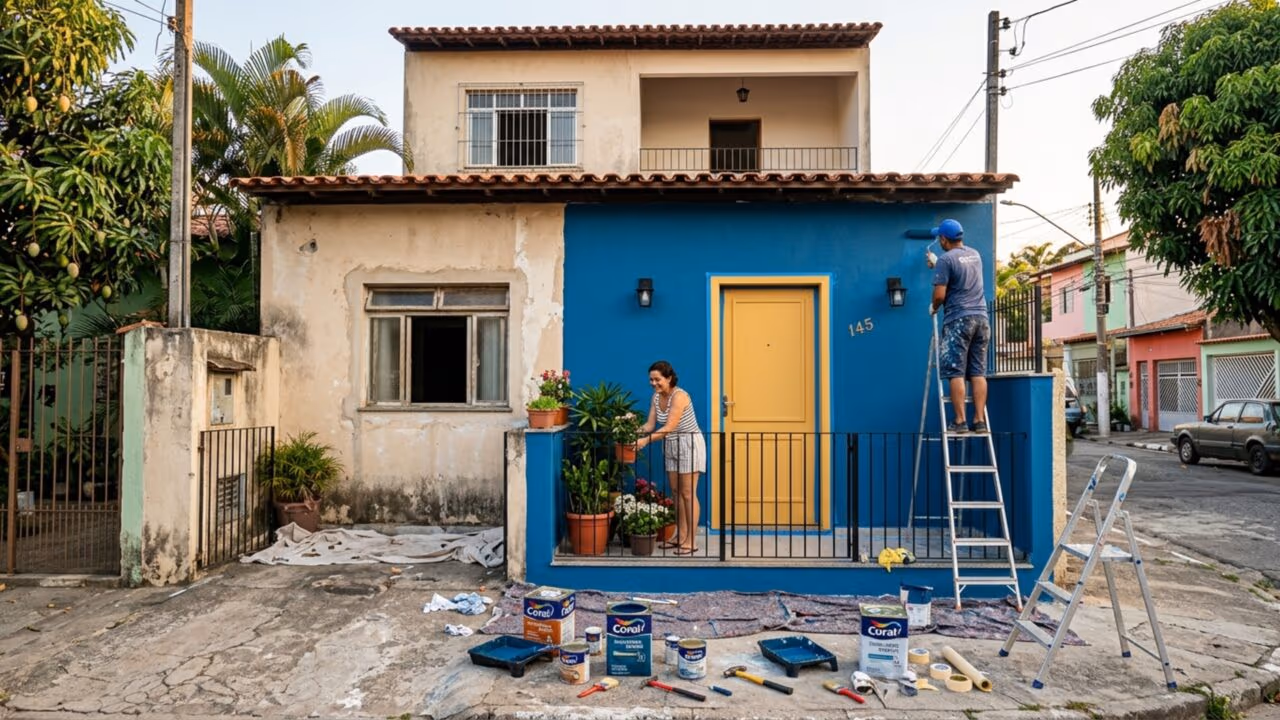 ”Ela merece”: Filha renova fachada da casa da mãe gastando pouco e surpreende na transformação