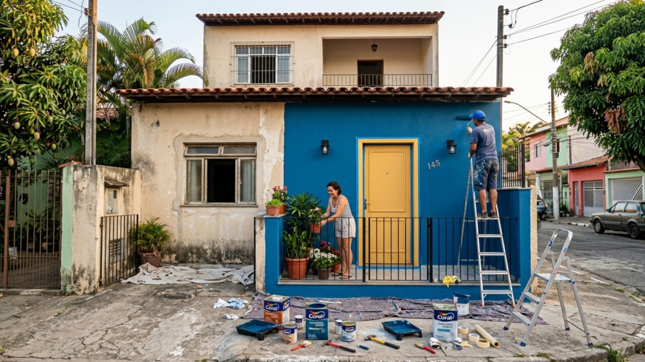 ”Ela merece”: Filha renova fachada da casa da mãe gastando pouco e surpreende na transformação
