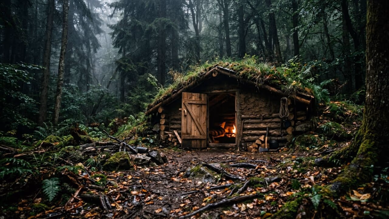 O homem que construiu um abrigo utilizando somente grama e barro para sobreviver na floresta