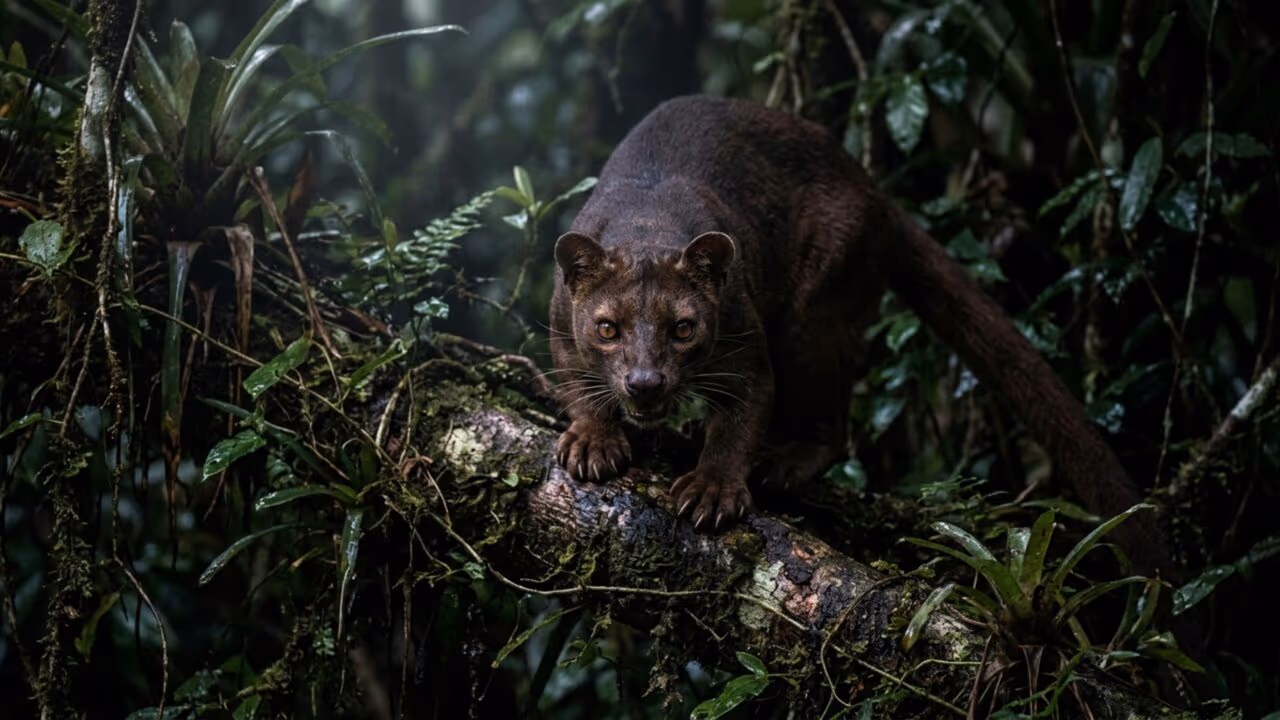 O predador implacável do Madagascar que parece uma mistura de gato, lontra e mangusto