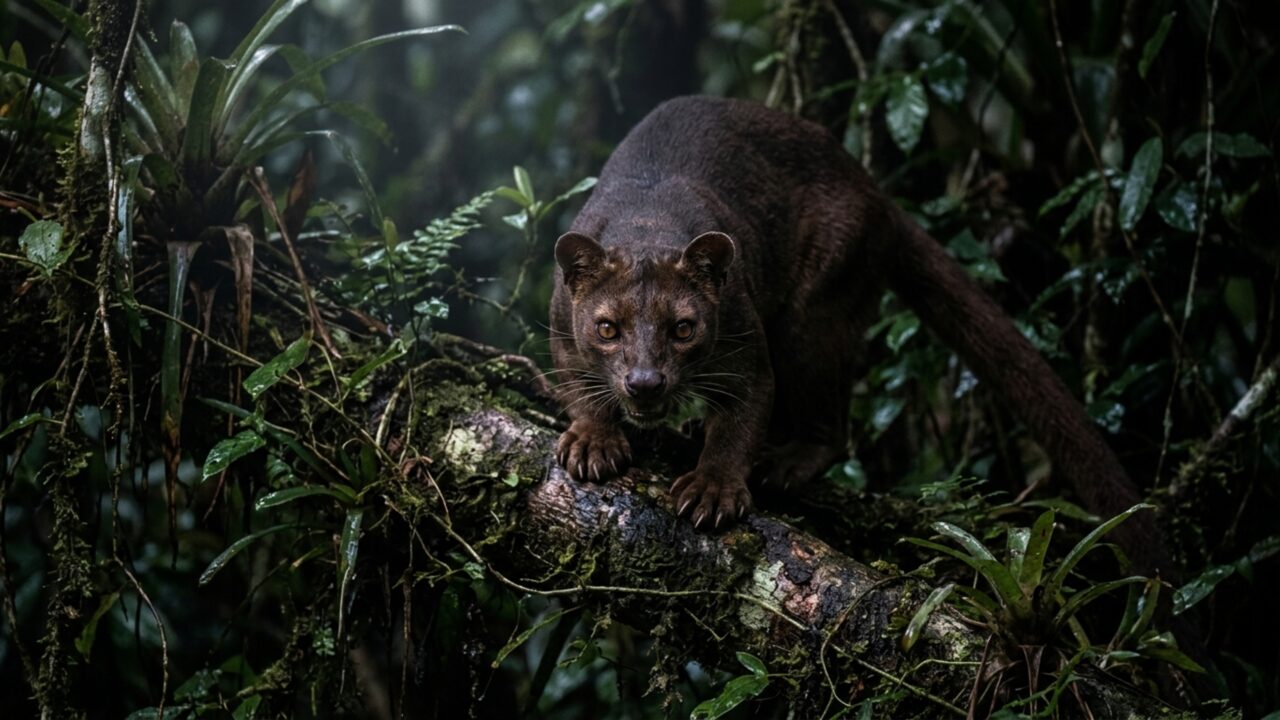 O predador implacável do Madagascar que parece uma mistura de gato, lontra e mangusto