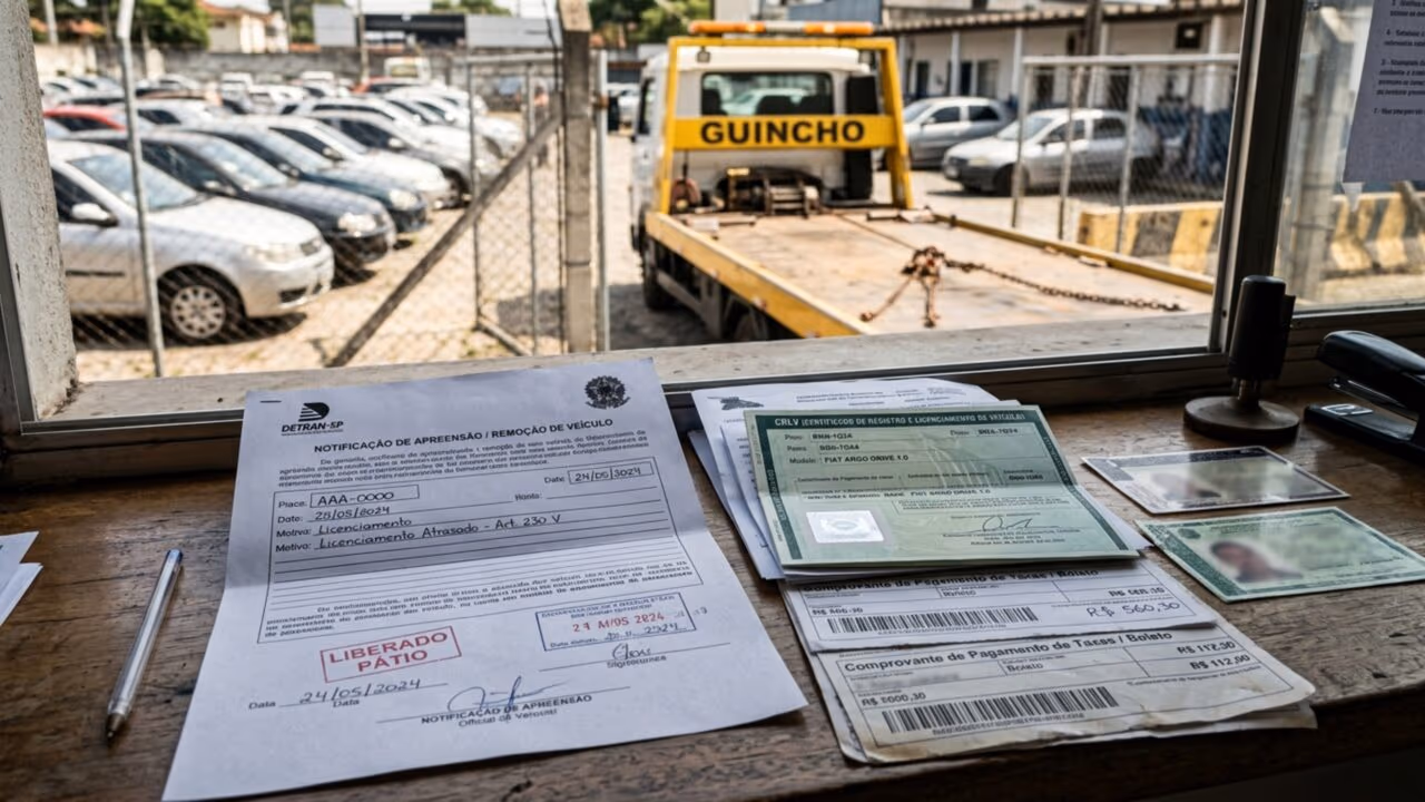 Quanto custa e quais documentos são necessários para retirar o carro do pátio caso for apreendido?