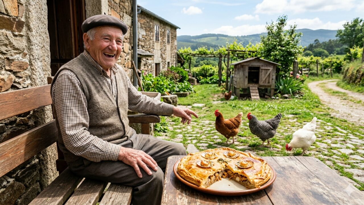 Aos 101 anos Amador López usa zero comprimidos, tem três galinhas, uma empanada de pavão e vieira