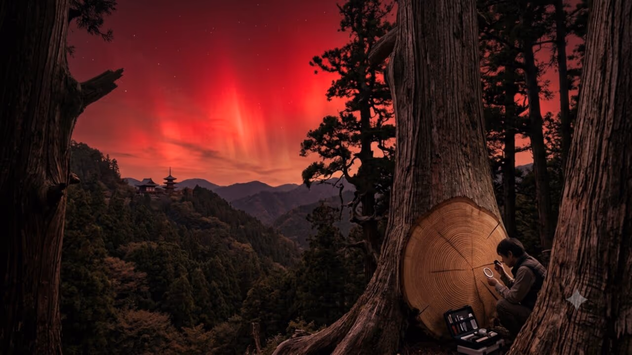 Árvores do Japão revelam tempestade solar de ‘céu vermelho’ de 800 anos