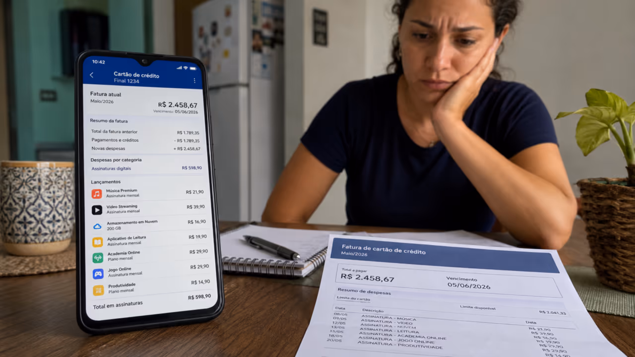 Assinaturas digitais podem estar comendo sua renda sem você perceber no fim do mês