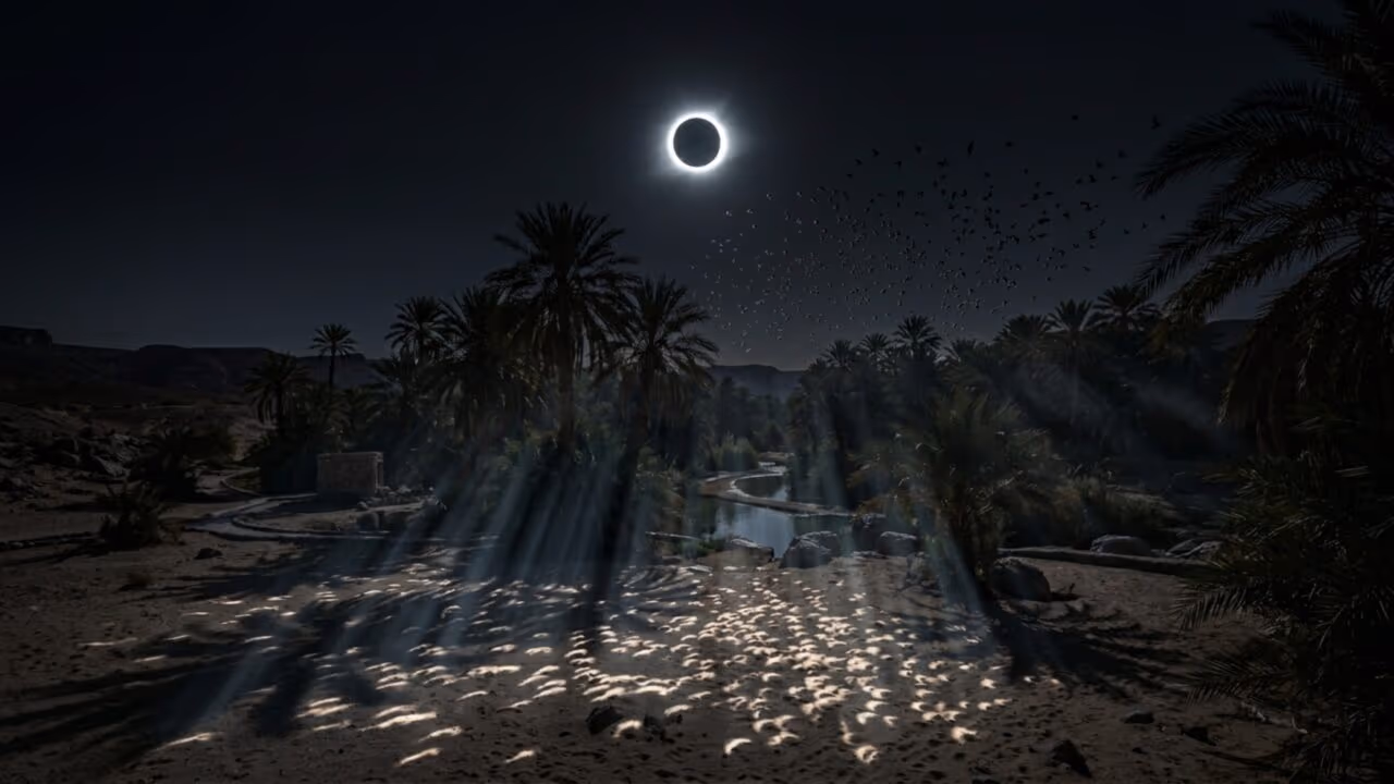 O eclipse solar de 2027 vai mergulhar cidades inteiras na escuridão por mais de 6 minutos e o fenômeno não terá rival neste século