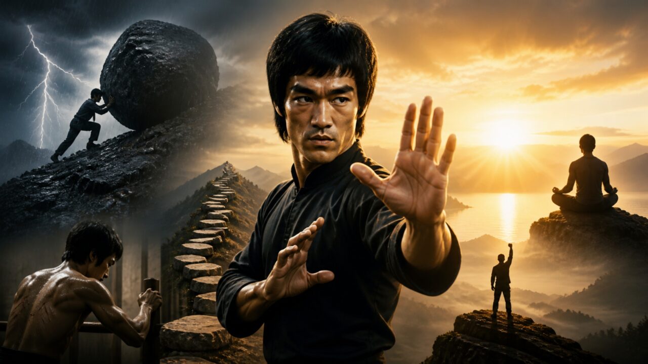 Bruce Lee sobre a força pessoal “Não faça orações por uma vida fácil, ore por forças para suportar uma vida difícil.”