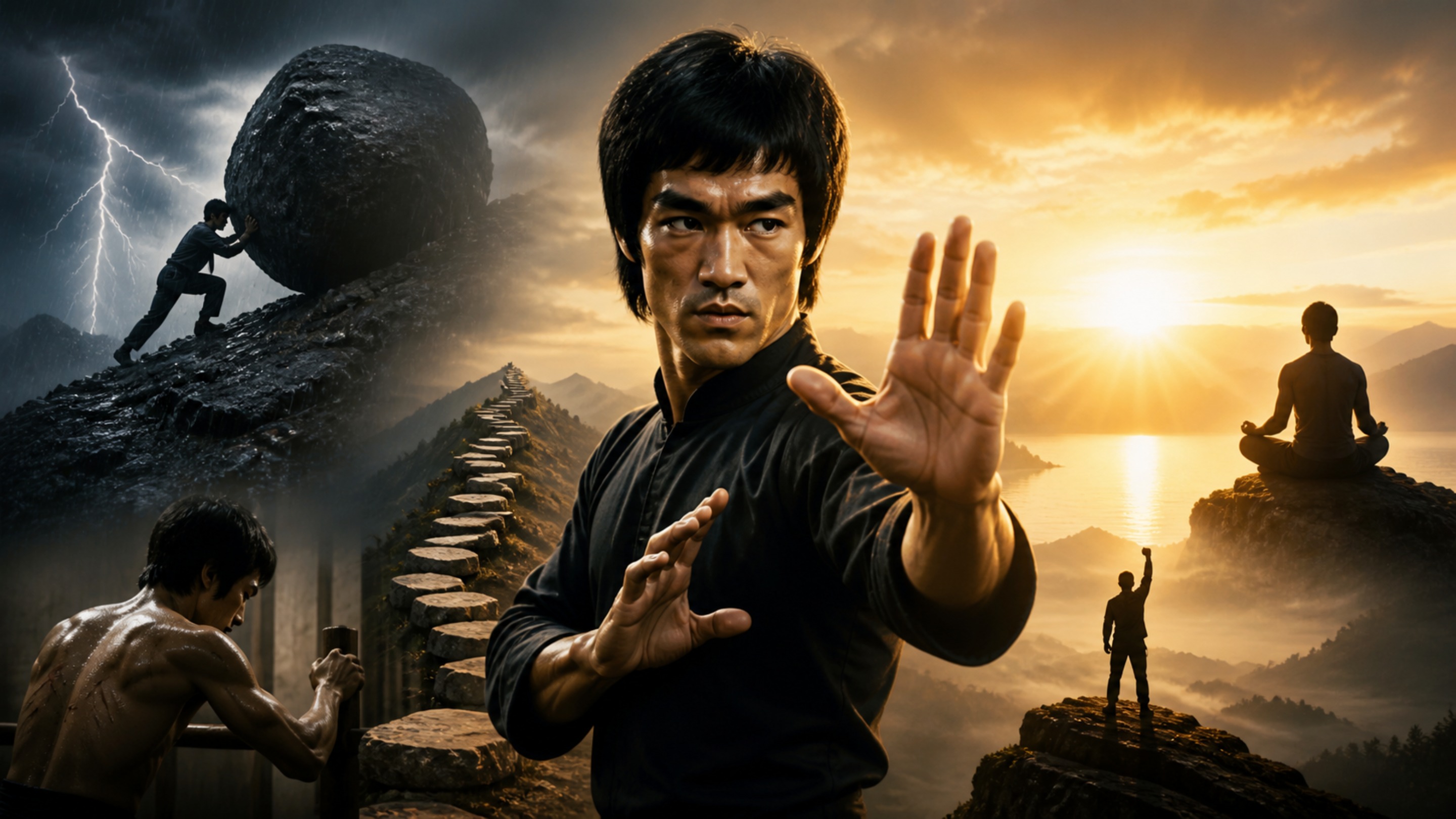 Bruce Lee sobre a força pessoal “Não faça orações por uma vida fácil, ore por forças para suportar uma vida difícil.”