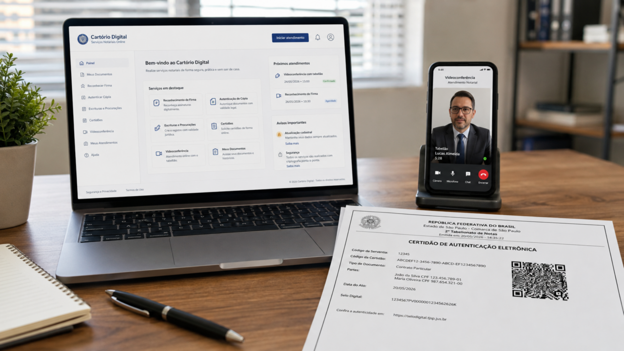 Cartório online: atos digitais têm validade, mas um detalhe decide se o documento funciona