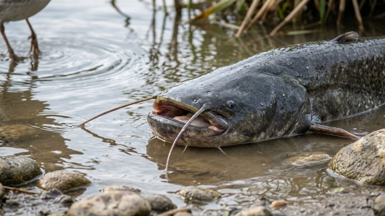 Peixe de água doce cresce como um monstro e caça aves, mamíferos e peixes na superfície