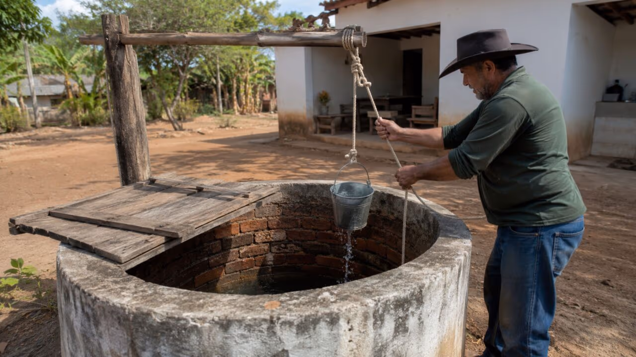 Como funciona o poço cacimba sem bomba elétrica que ainda abastece milhares de casas no interior e ninguém ensina na cidade