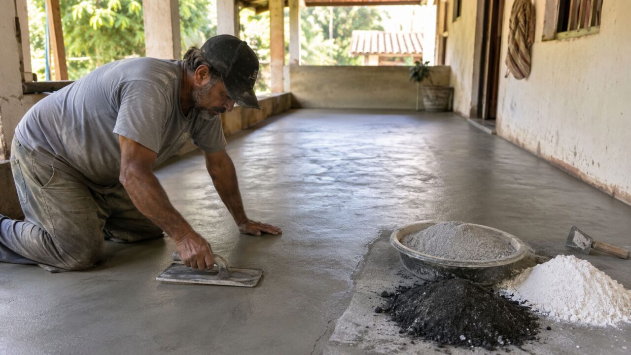 O cimento queimado que pedreiros antigos faziam com cinza e cal que era mais resistente que o moderno e ainda funciona perfeitamente