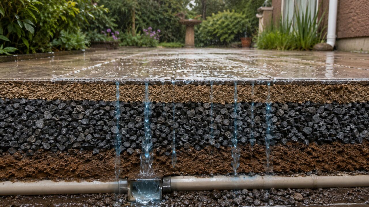 Como funciona o piso drenante que evita poças no quintal e ajuda a absorver água da chuva facilmente