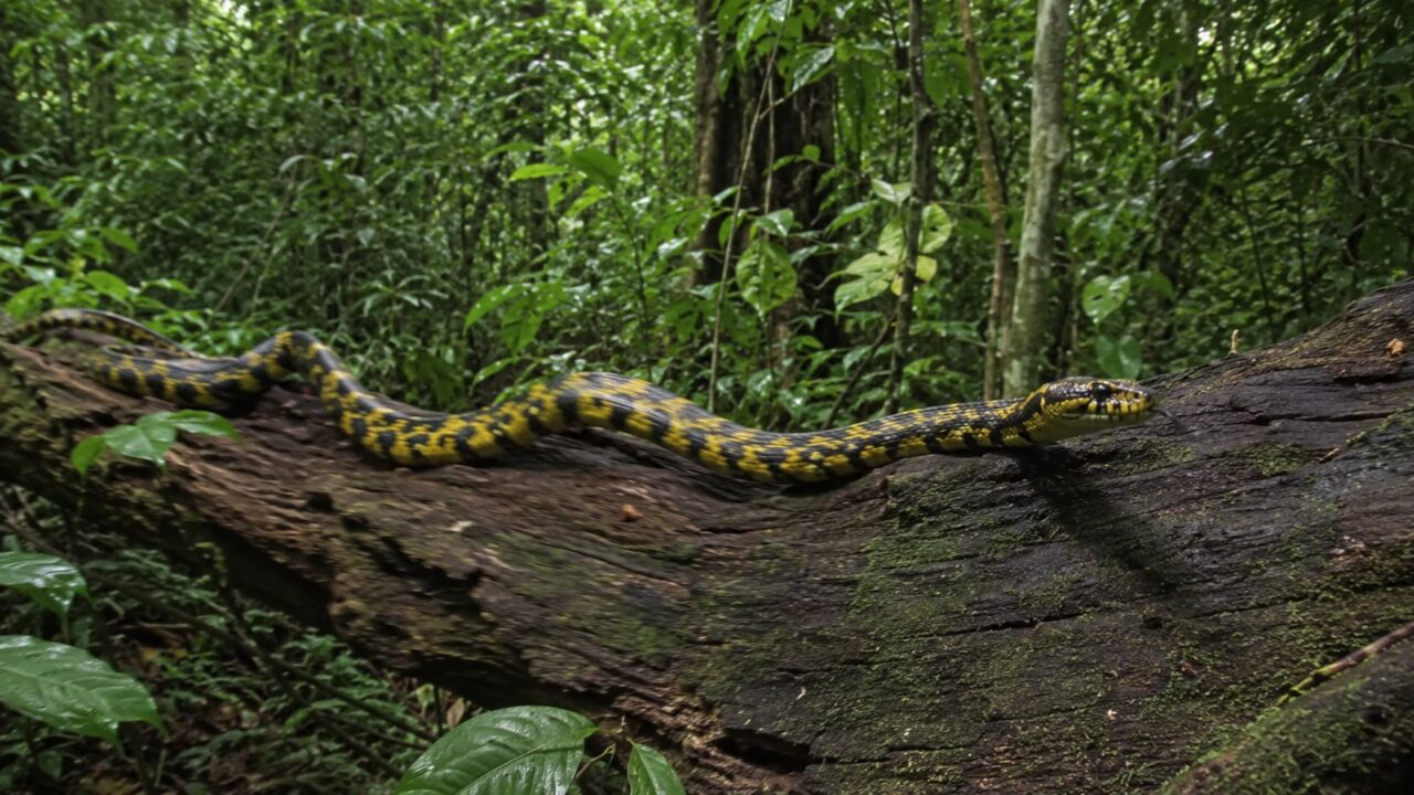 Caninana, a cobra eleita a mais rápida do Brasil, utiliza sua velocidade extrema para caçar ratos e lagartos sem ser percebida
