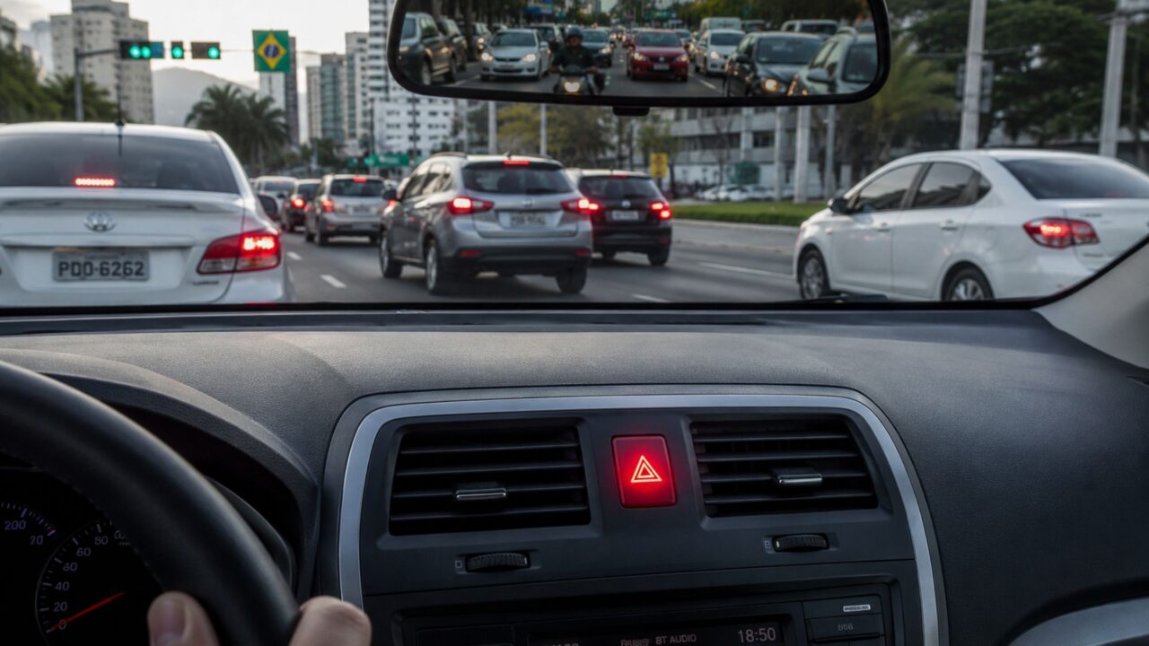 Motoristas que usam o pisca-alerta para agradecer no trânsito precisam conhecer o art. 251 do CTB
