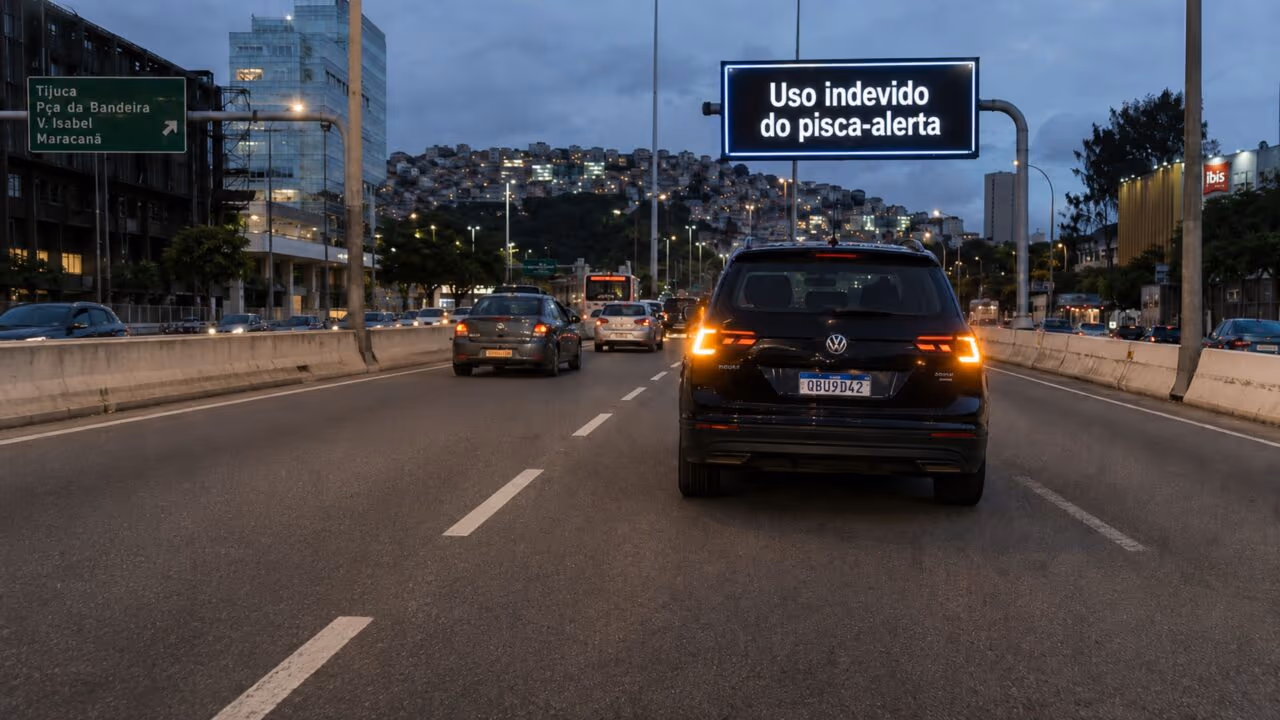 Motoristas que usam o pisca-alerta para agradecer no trânsito precisam conhecer o art. 251 do CTB