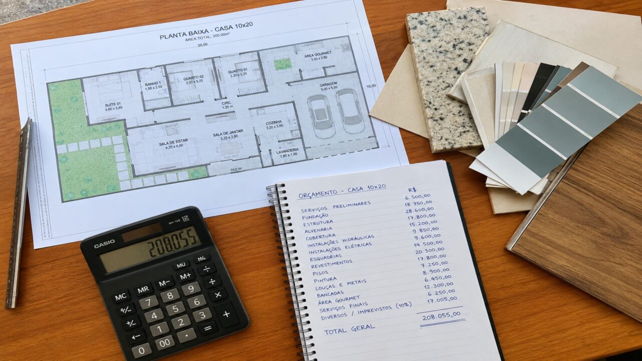 Quanto custa erguer uma casa confortável de classe média em um terreno 10x20?
