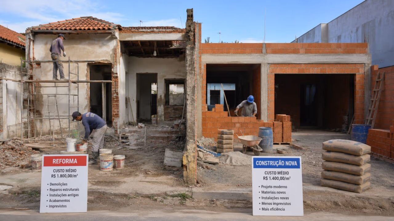 Construir ou reformar em 2026: o que pesa menos no bolso de uma família de classe média?