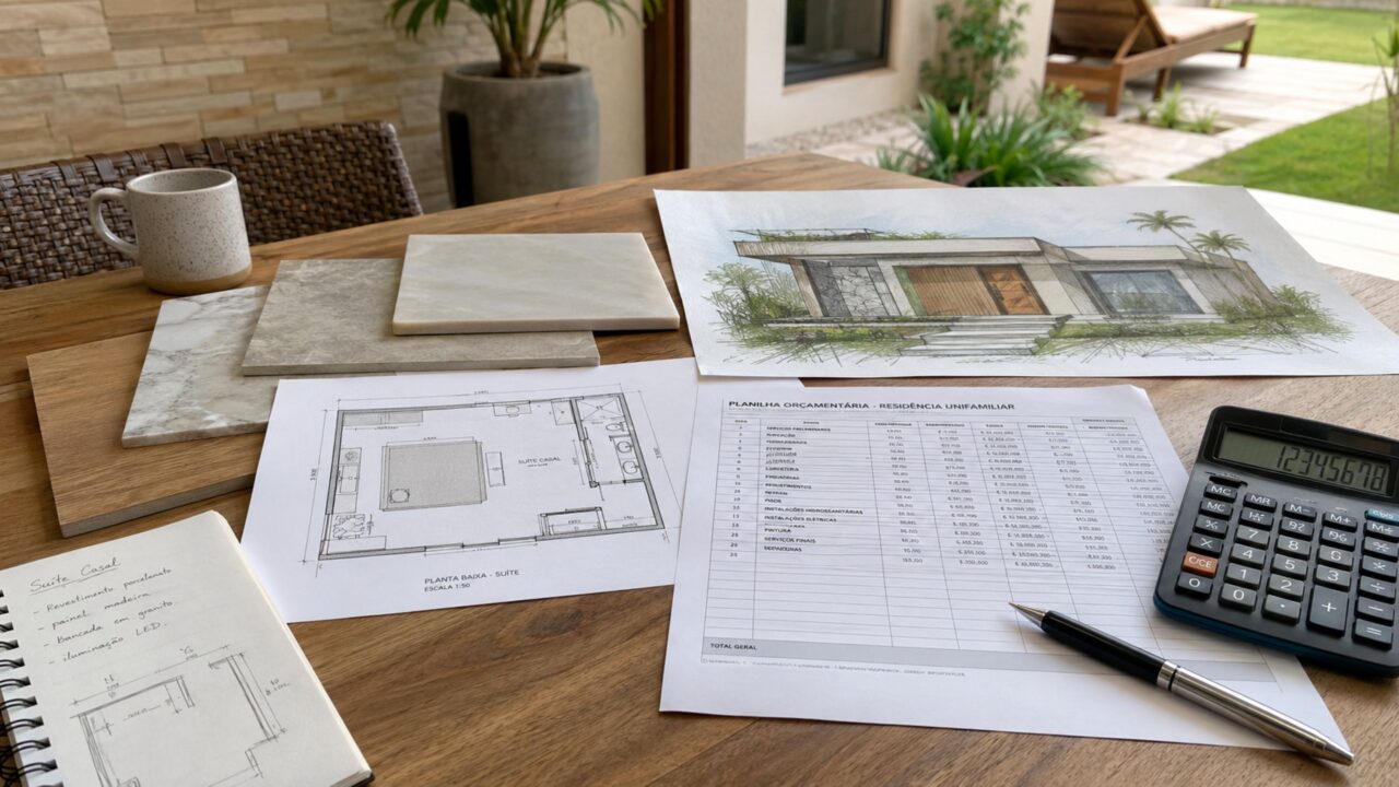Suíte, fachada moderna e porcelanato: quanto esses detalhes aumentam o custo final da construção?