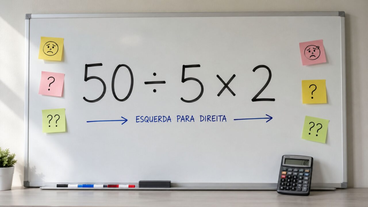 7 a cada 10 pessoas não conseguem superar o desafio 50 ÷ 5 × 2 e entender seu erro