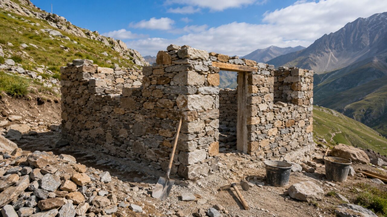 Em 117 dias, um homem construiu uma casa de pedra nas montanhas sem usar pregos e resultado impressiona