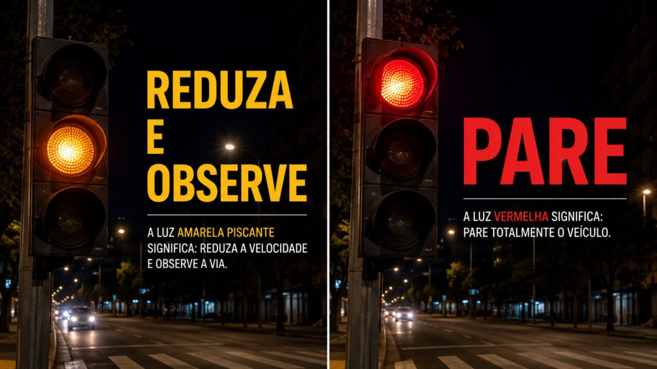 O que significa luz laranja no semáforo tarde da noite ou de madrugada? É seguro ultrapassar? 