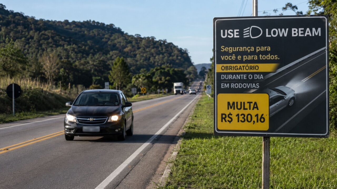 Como saber quando ligar o farol baixo durante o dia sem confundir pista simples, DRL e rodovia