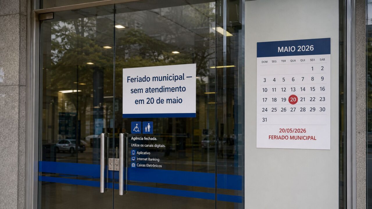 Bancos não abrem dia 20 de maio, quarta-feira
